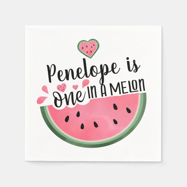 Eine in einem Melon Watermelon Personalisierten Ge Serviette (Vorderseite)