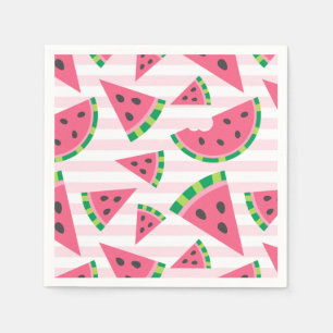 Eine in einem Melon Watermelon Slices & Pink Strip Serviette