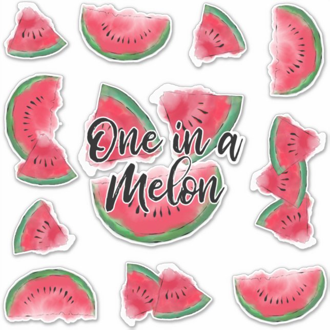 Eine in einem Melon Zitat Wassermelone Wasserfarbe Aufkleber (Vorderseite)