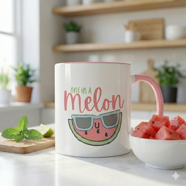 Eine in einer Melon-Tasse Tasse (Empower someone special with this cute, "One in a Melon" mug! )