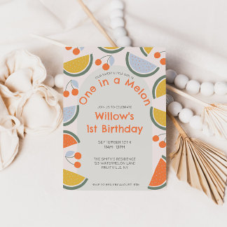 Eine in einer Melone Erster Geburtstag Wassermelon Einladung