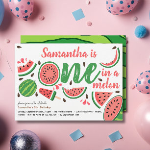 Eine in einer Melone erster Wassermelonen-Geburtst Einladung