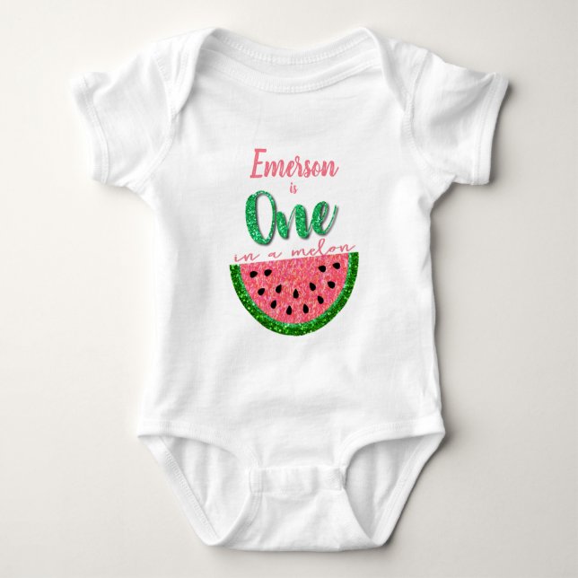 Eine in einer Melone, Watermelon onsie, Geburtstag Baby Strampler (Vorderseite)