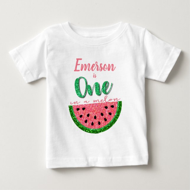 Eine in einer Melone, Watermelon-Ramper zum ersten Baby T-shirt (Vorderseite)