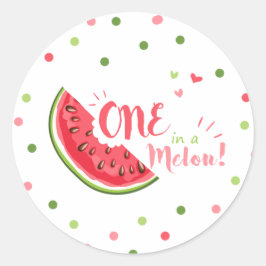 Eine in einer Melone Watermelon Tags Umschlag Aufk Runder Aufkleber