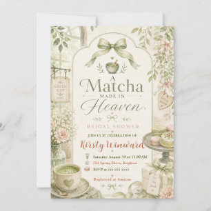 Eine in Himmel geschlossene Matcha-Hochzeitsbrause Einladung