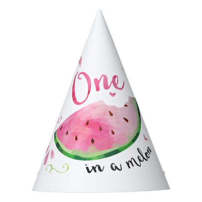Eine in Melon 1. Geburtstag Partyhütchen (Vorderseite)