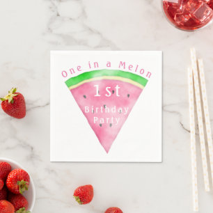 Eine in Melon 1. Geburtstag Wassermelone Serviette