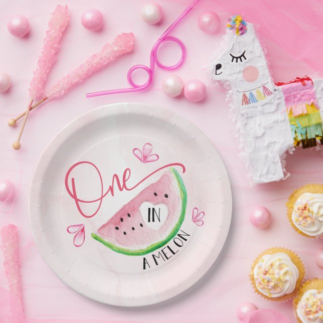 Eine in Melon Birthday Watermelon Pappteller (Party)