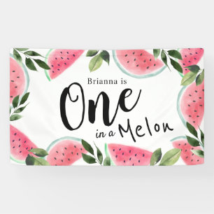 Eine in Melon Watercolor Wassermelone 1. Geburtsta Banner