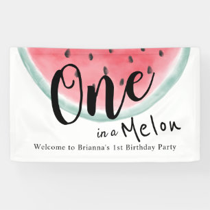 Eine in Melon Watercolor Wassermelone 1. Geburtsta Banner