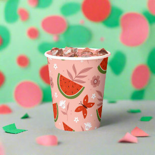 Eine in Melon Watermelon Butterfliegen zum Geburts Pappbecher