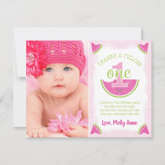 Eine in Melon Watermelon Danke-Card Einladung (Vorderseite)