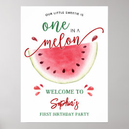 Eine in Melon Watermelon Geburtstags-Willkommen Poster