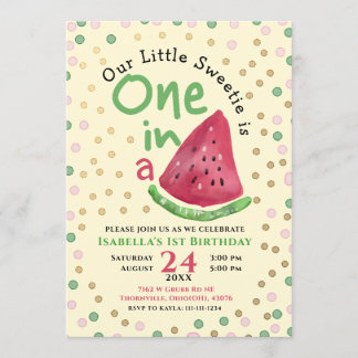 Eine in Melon Watermelon Geburtstagsparty Einladung