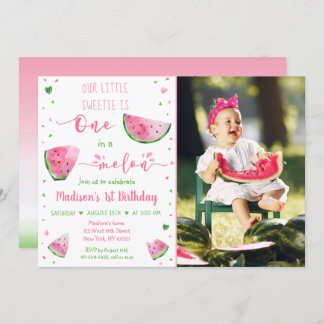 Eine in Melon Watermelon Pink Green Geburtstag Einladung
