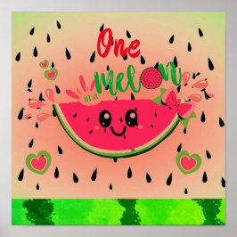 Eine in Melon Watermelon Samen Pastell Grün rosa Poster