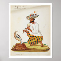 Eine indische Schlange Charmer mit einer Kobra aus