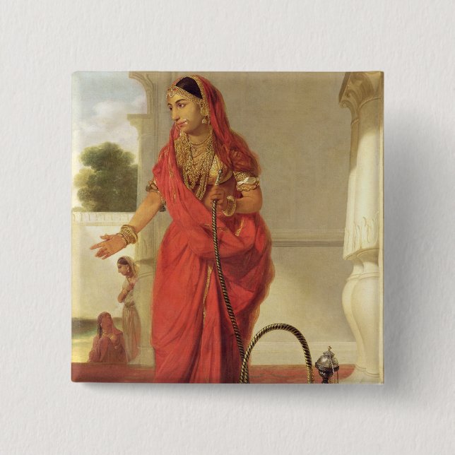 Eine indische Tänzerin mit einer Huka, 1772 (Öl an Button (Vorderseite)