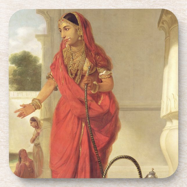 Eine indische Tänzerin mit einer Huka, 1772 (Öl an Untersetzer (Vorderseite)