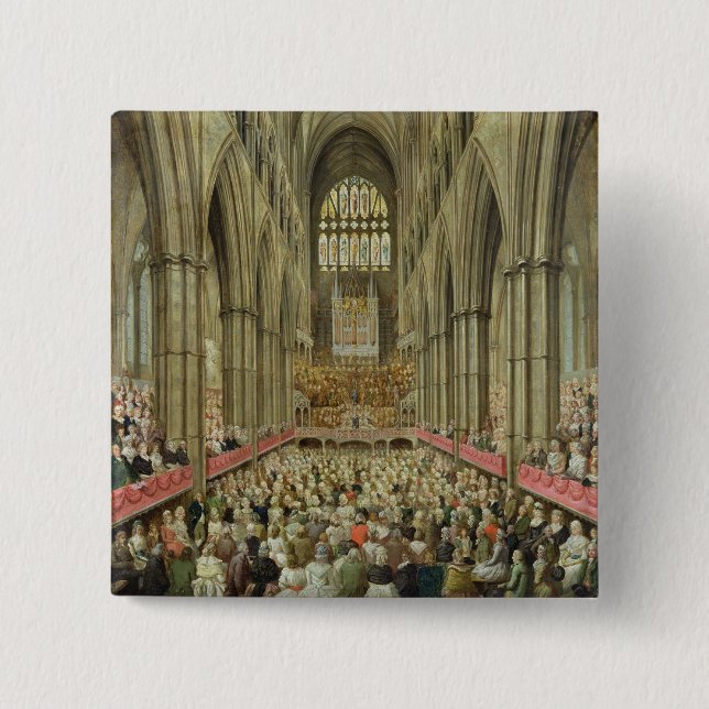 Eine Innenansicht von Westminster Abbey auf dem Button (Vorderseite)