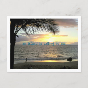 "Eine Insel ruft mich an" Alleinwanderer am Strand Postkarte