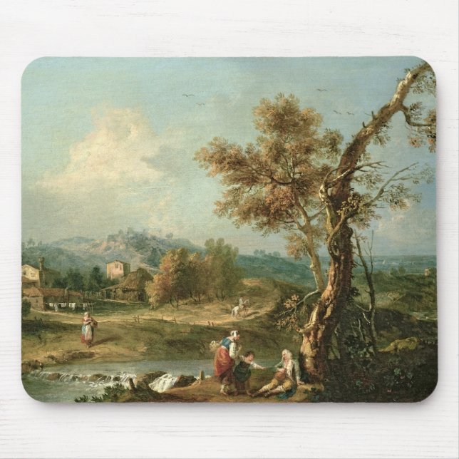 Eine Italianate Fluss-Landschaft mit Reisenden Mousepad (Vorne)