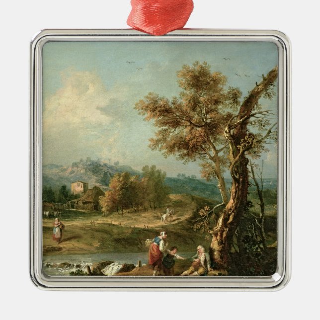 Eine Italianate Fluss-Landschaft mit Reisenden Ornament Aus Metall (Vorne)