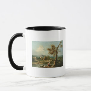 Eine Italianate Fluss-Landschaft mit Reisenden Tasse