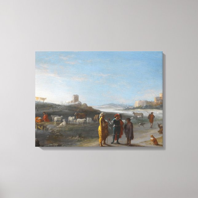 Eine italienische Landschaft mit einem unbekannten Leinwanddruck (Vorderseite)