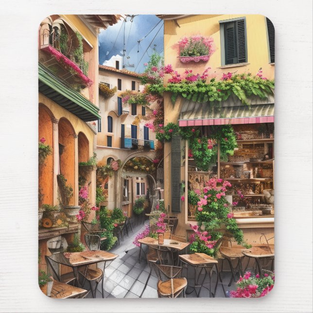 Eine italienische Street Scene Ephemera Design Ser Mousepad (Vorne)