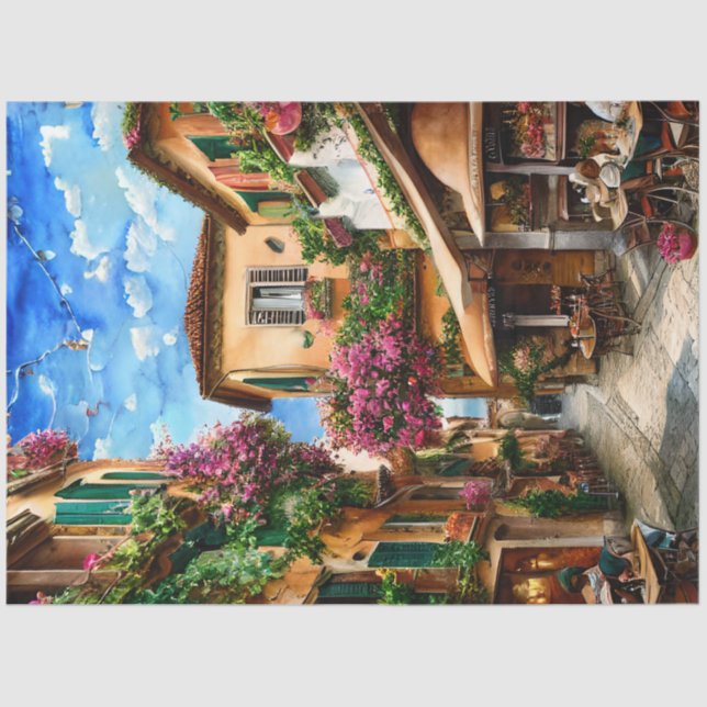 Eine italienische Street Scene Ephemera Design Ser Seidenpapier (Vorderseite)