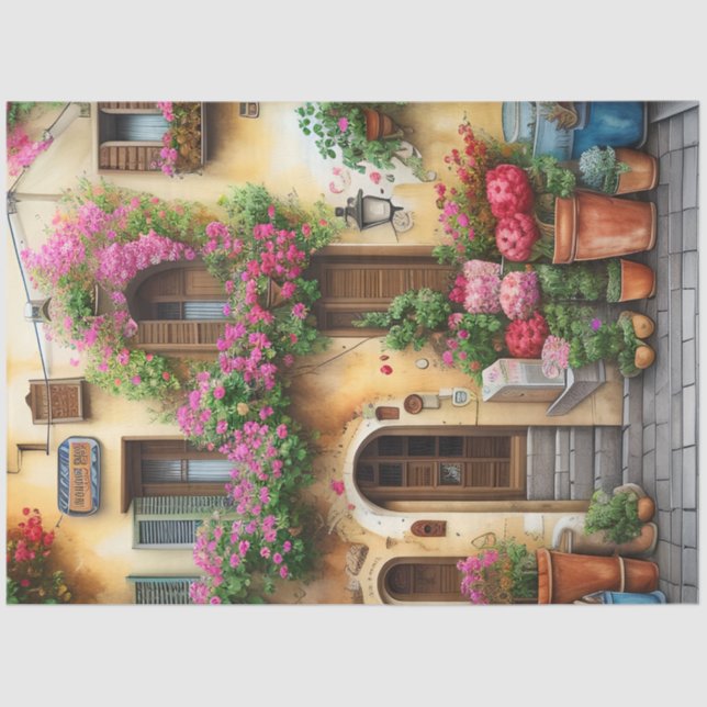 Eine italienische Street Scene Ephemera Design Ser Seidenpapier (Vorderseite)