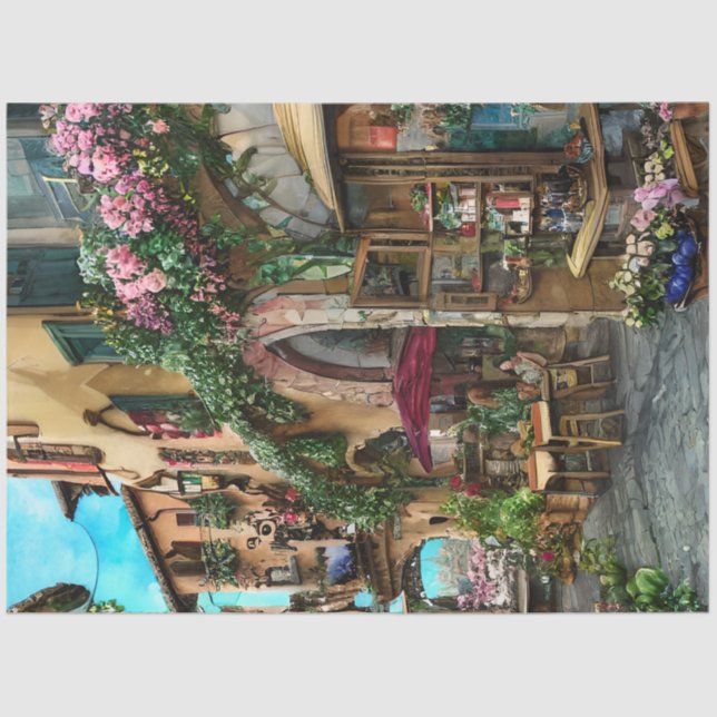 Eine italienische Street Scene Ephemera Design Ser Seidenpapier (Vorderseite)