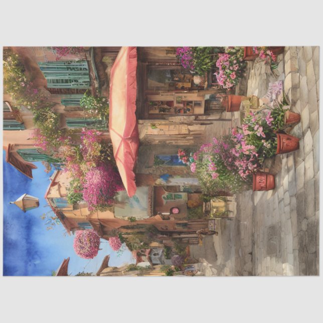 Eine italienische Street Scene Ephemera Design Ser Seidenpapier (Vorderseite)