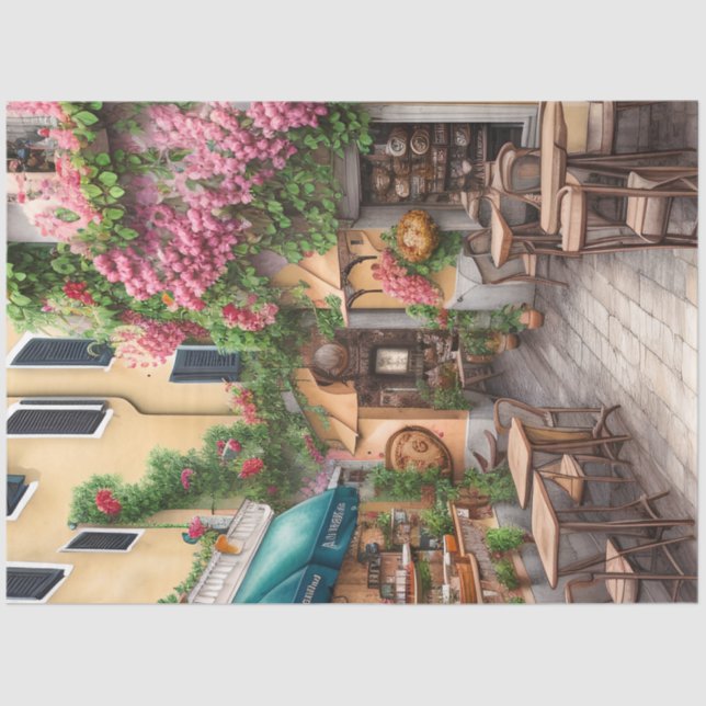 Eine italienische Street Scene Ephemera Design Ser Seidenpapier (Vorderseite)