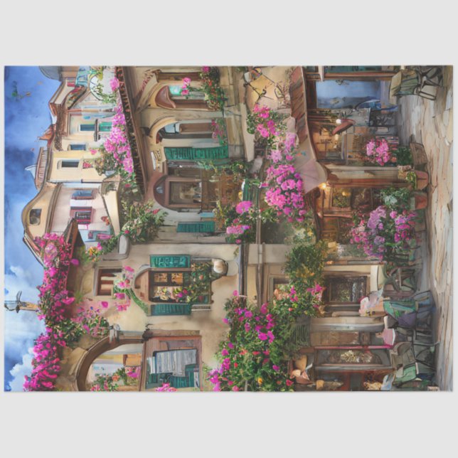 Eine italienische Street Scene Ephemera Design Ser Seidenpapier (Vorderseite)