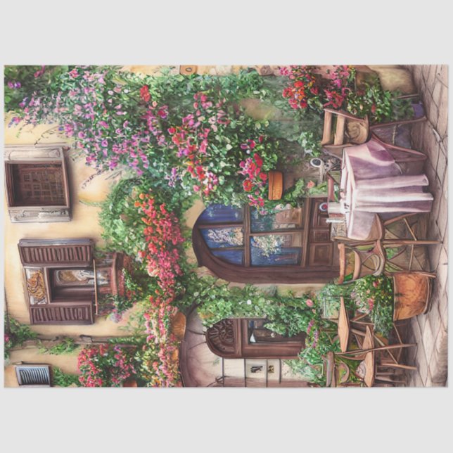 Eine italienische Street Scene Ephemera Design Ser Seidenpapier (Vorderseite)