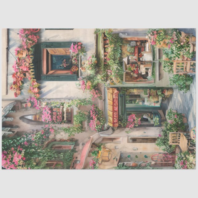 Eine italienische Street Scene Ephemera Design Ser Seidenpapier (Vorderseite)