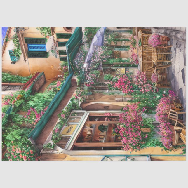 Eine italienische Street Scene Ephemera Design Ser Seidenpapier (Vorderseite)