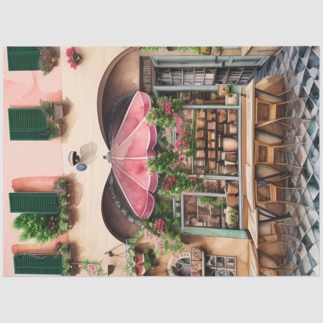 Eine italienische Street Scene Ephemera Design Ser Seidenpapier (Vorderseite)