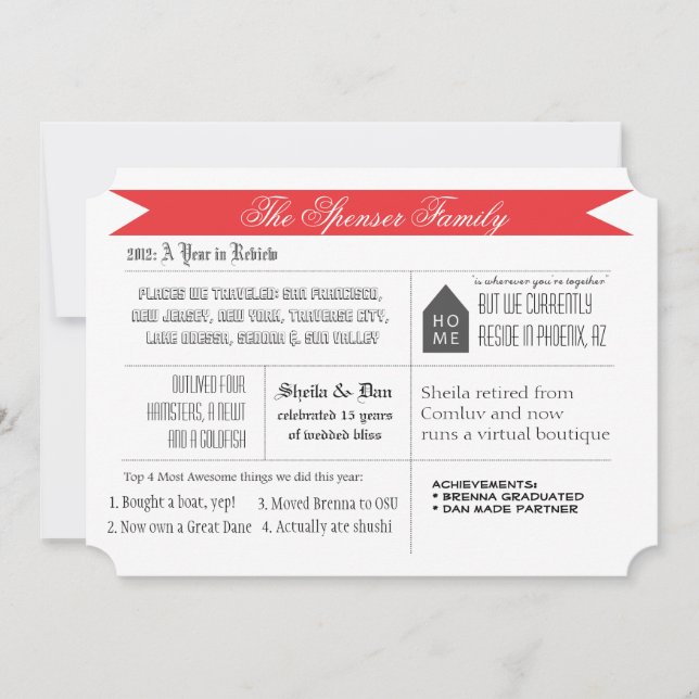 Eine jährliche Überprüfung Feiertagskarte (Vorderseite)