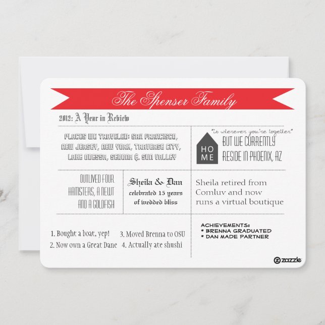 Eine jährliche Überprüfung Feiertagskarte (Vorderseite)