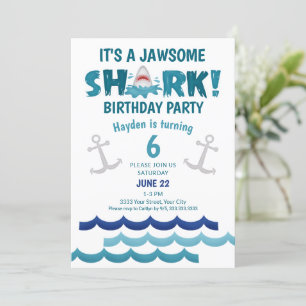 Eine Jawsome Shark Birthday Party Einladung