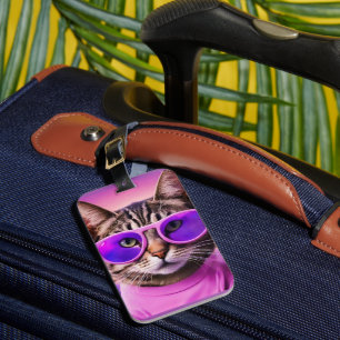 Eine jazzige Katze auf dem Lavendelplatz Gepäckanhänger