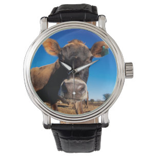 Eine Jersey-Kuh ist neugierig Armbanduhr