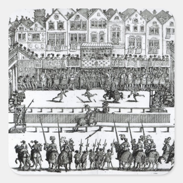 Eine Jousting-Szene Quadratischer Aufkleber (Vorderseite)