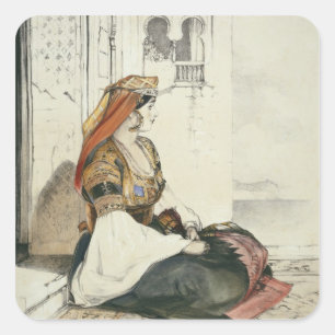 Eine jüdische Frau von Gibraltar, 'von den Skizze Quadratischer Aufkleber