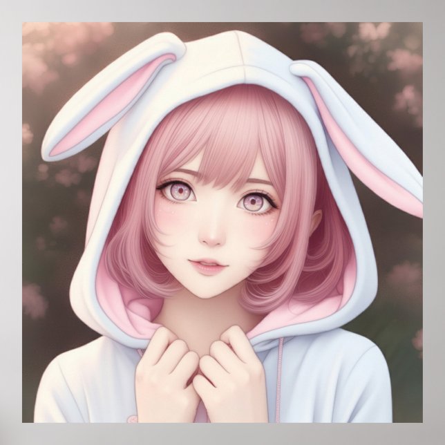 Eine junge Figur mit rosa Haare Poster (Vorne)