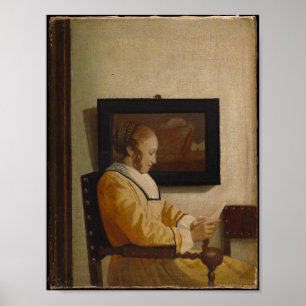 Eine junge Frau lesen — Altes Meisterportrait Poster